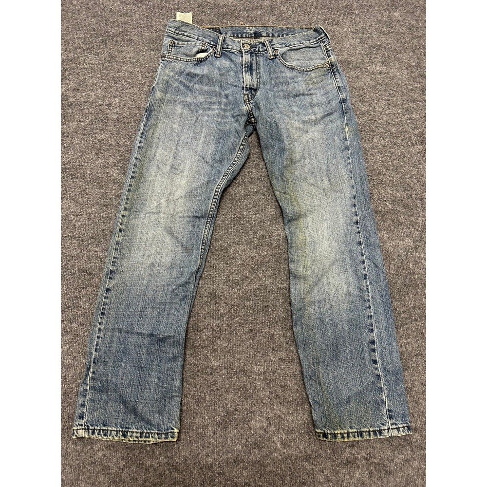Levi's Jeans Mens Size 32x30 Blue 514 Straight Fit Light Wash Denim Stained